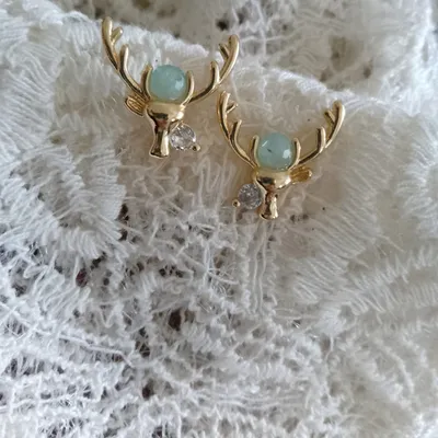 Boucles d'oreilles bohèmes cerfs avec pierres naturelles aigue marine style ikita zag Habaha 